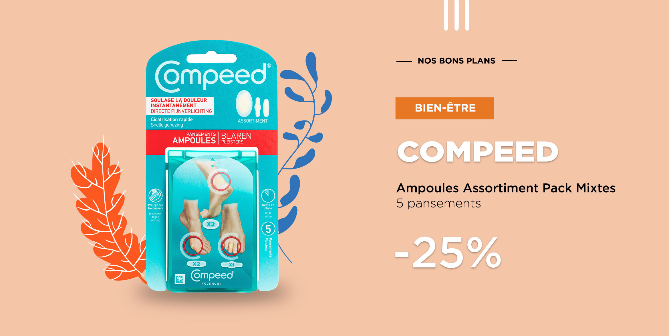 COMPEED Ampoules Assortiment Pack Mixtes - 5 pansements